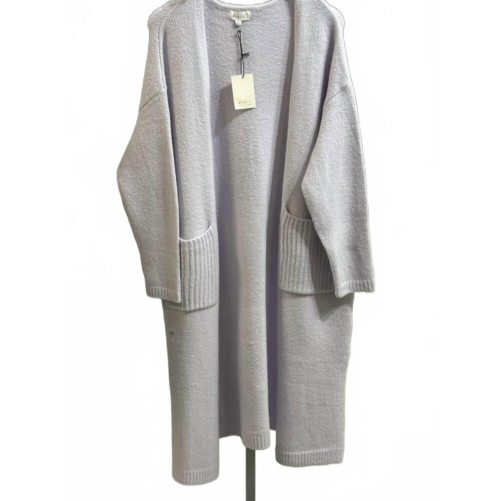 NEW MABLE women's fuzzy midi cardigan in lavender